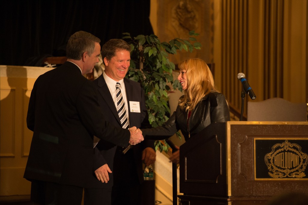 Accepting the award on behalf of the company is Back to Basics Founder Beverly Stewart.
